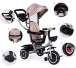 2u1 tricikl sa rotirajućim sedištem i sklopivom tendom Beige, ECOTOYS - Slika 7