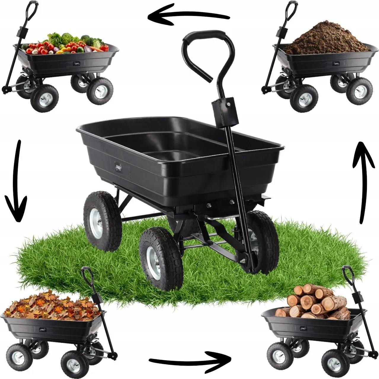 bastenska-transportna-kolica-gar (3) Baštenska/transportna kolica Garden Line, 300 kg, 75 L Black - Slika 5