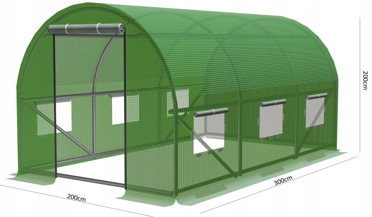 bastenski-plastenik-3-segmentni (3) BAŠTENSKI PLASTENIK 3-SEGMENTNI 3 X 2 X 2 M ZELENI SA OPCIJOM DODATNE VENTILACIJE 3910 - Slika 2