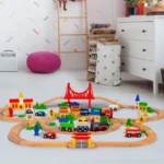 DRVENA SET ŽELEZNICA NA BATERIJE 90 ELEMENATA - Slika 3
