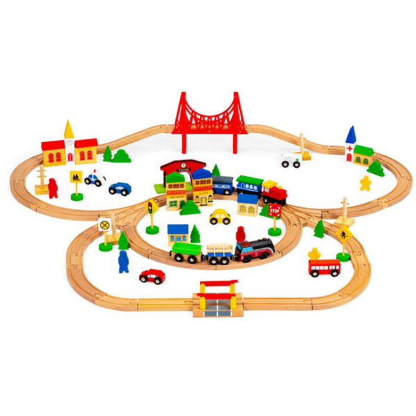 DRVENA SET ?ELEZNICA NA BATERIJE 90 ELEMENATA