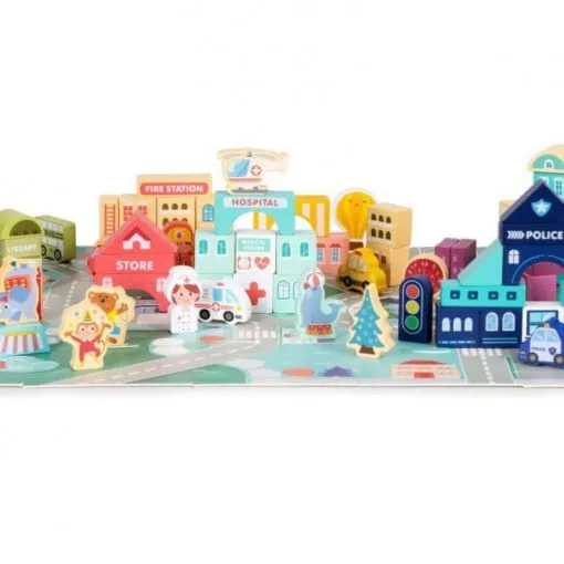 edukativne-drvene-kocke-city-set EDUKATIVNE DRVENE KOCKE CITY SET SA PODLOGOM 121KOM - Slika 2