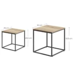 Kvadratni sto za kafu, 2 komada -sonoma oak / black nogare - Slika 4