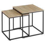 Kvadratni sto za kafu, 2 komada -sonoma oak / black nogare - Slika 2