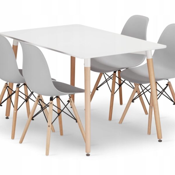 MILANO STO 120x80 cm + Milano set 4 stolice SVETLO SIVA