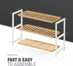 Polica za obucu 3 nivoa bamboo bela - Slika 2