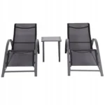 Set od 2 ležaljke za baštu sa stolom Black - Slika 3