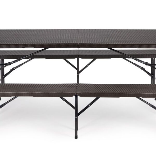 Sklopivi set sto180cm sa 2 klupe ratan brown