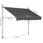 Tenda za terasu i balkon sa pode?avanjem visine 3x1.2m Gray Multigarden - Slika 4