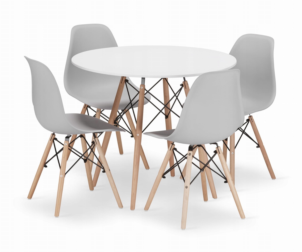 torino-okrugli-sto-80-cm-white-milano-set-4-stolice-svetlo-siva14439 TORINO OKRUGLI STO 80 cm WHITE + Milano set 4 stolice SVETLO SIVA - Slika 1