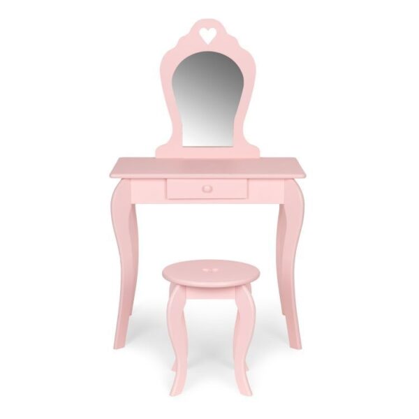 Veliki drveni sto za ?minkanje za devoj?ice sa ogledalom, Pink, ECOTOYS